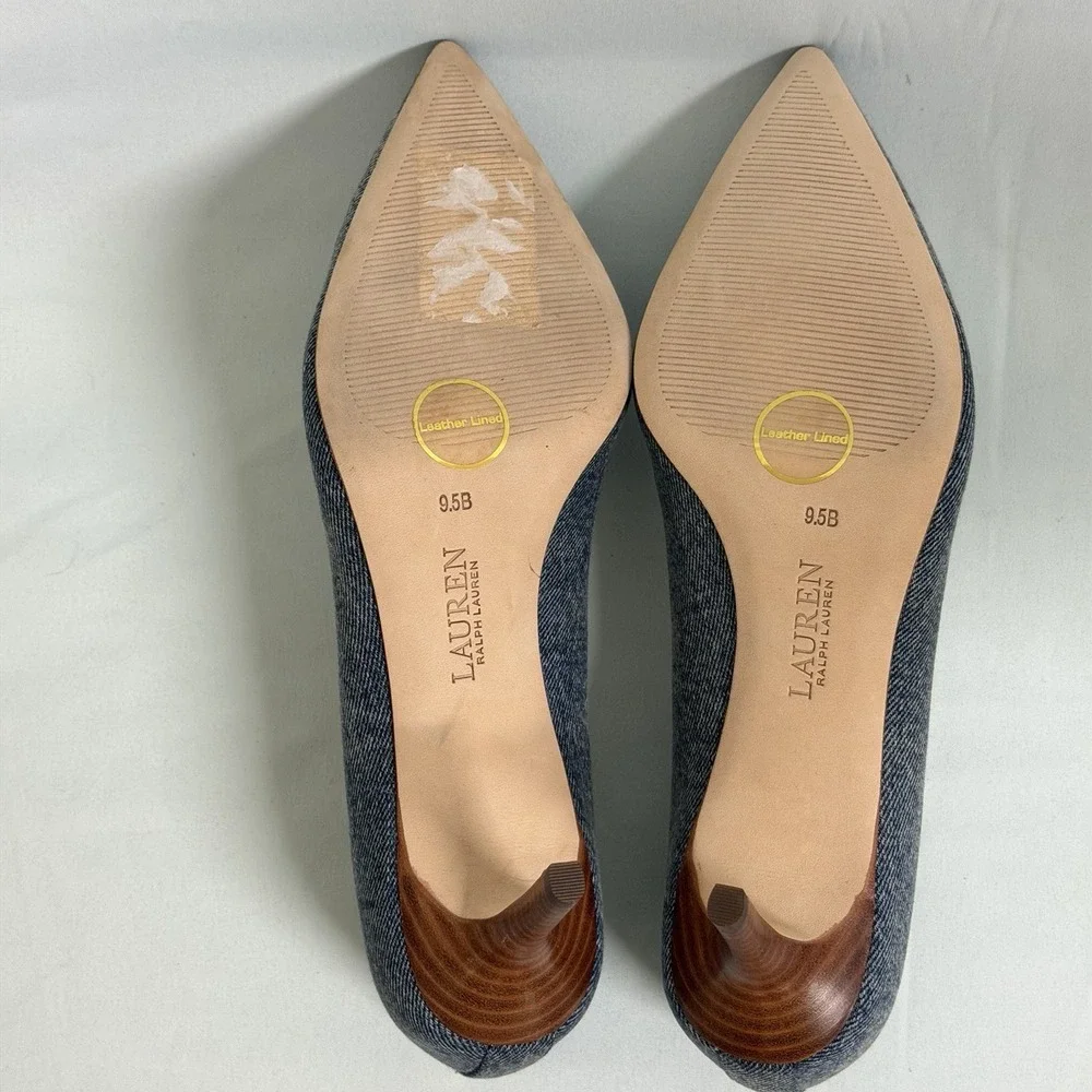 LAUREN‎ Ralph Lauren Size-9.5B Lanette Pointed Toe Pumps Heels Blue Denim